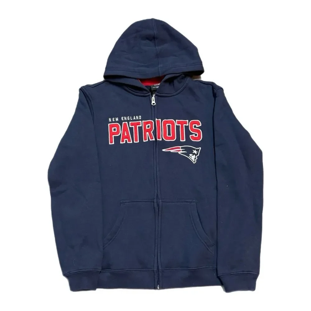 Youth New England Patriots Navy & Red NFL Gear Full Zip Hoodie Size Large 14/16